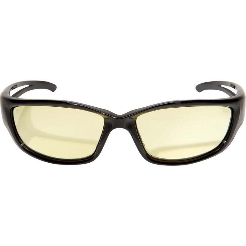 Edge SK-XL112 Kazbek XL Wrap-Around Safety Glasses, Anti-Scratch, Non-Slip, UV 400, Military Grade, ANSI/ISEA & MCEPS Compliant, XL Wide Fit, Black Frame/Yellow Lens - Image 2